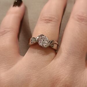 Cubic zirconia stainless steel ring